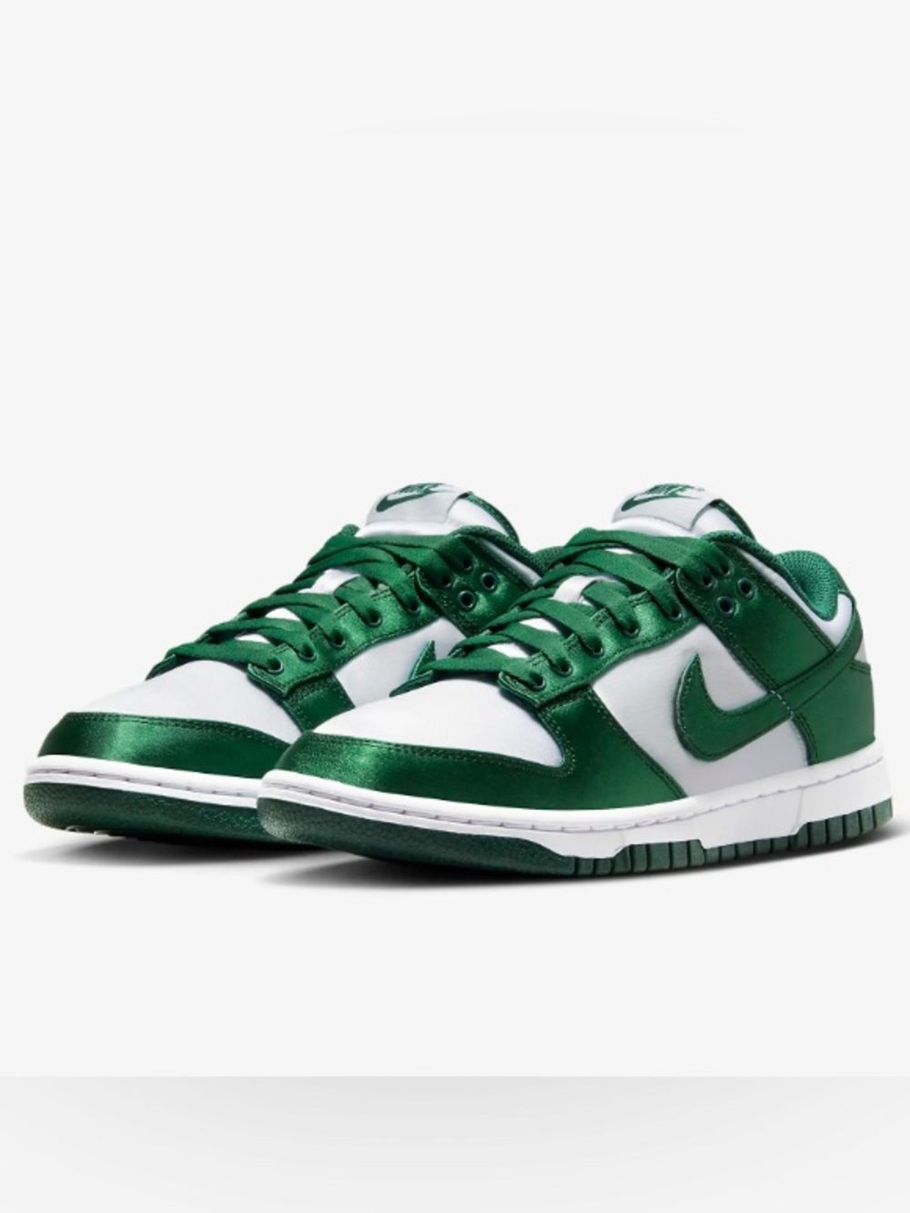 Nike Women’s Satin Dunk Green and White Low-Top Sneakers